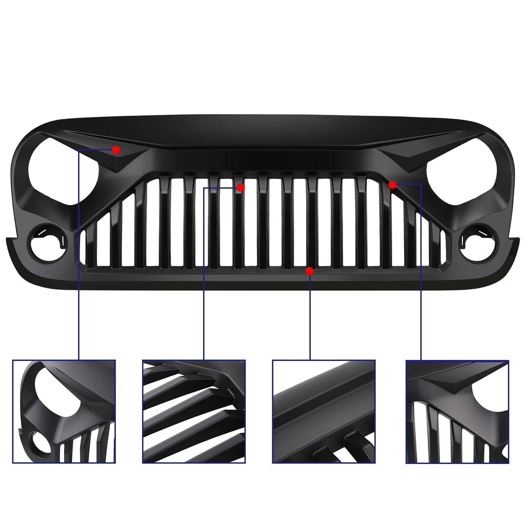 2007 - 2018 Jeep Wrangler JK Front Bumper Grille Grille Matte Black