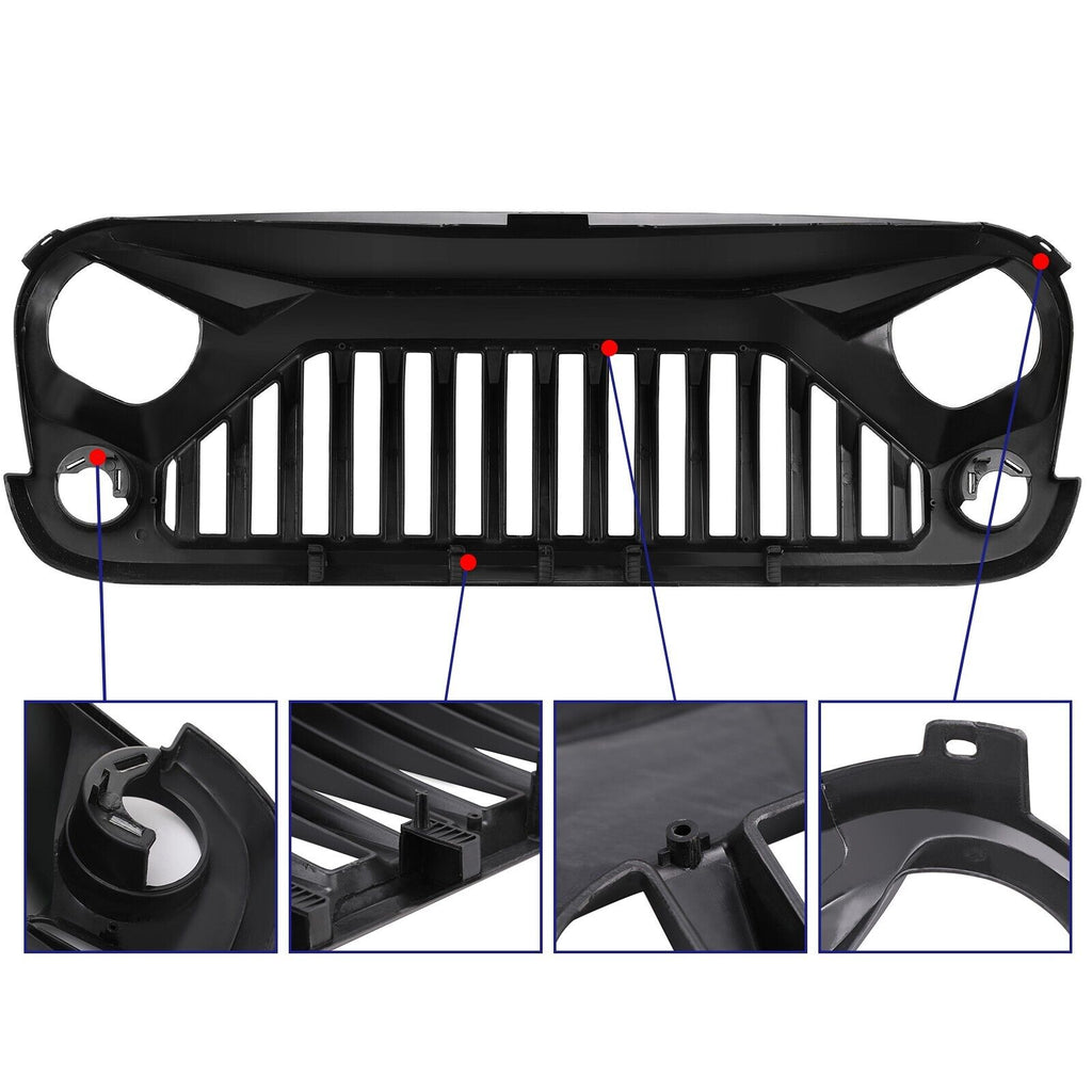 2007 - 2018 Jeep Wrangler JK Front Bumper Grille Grille Matte Black