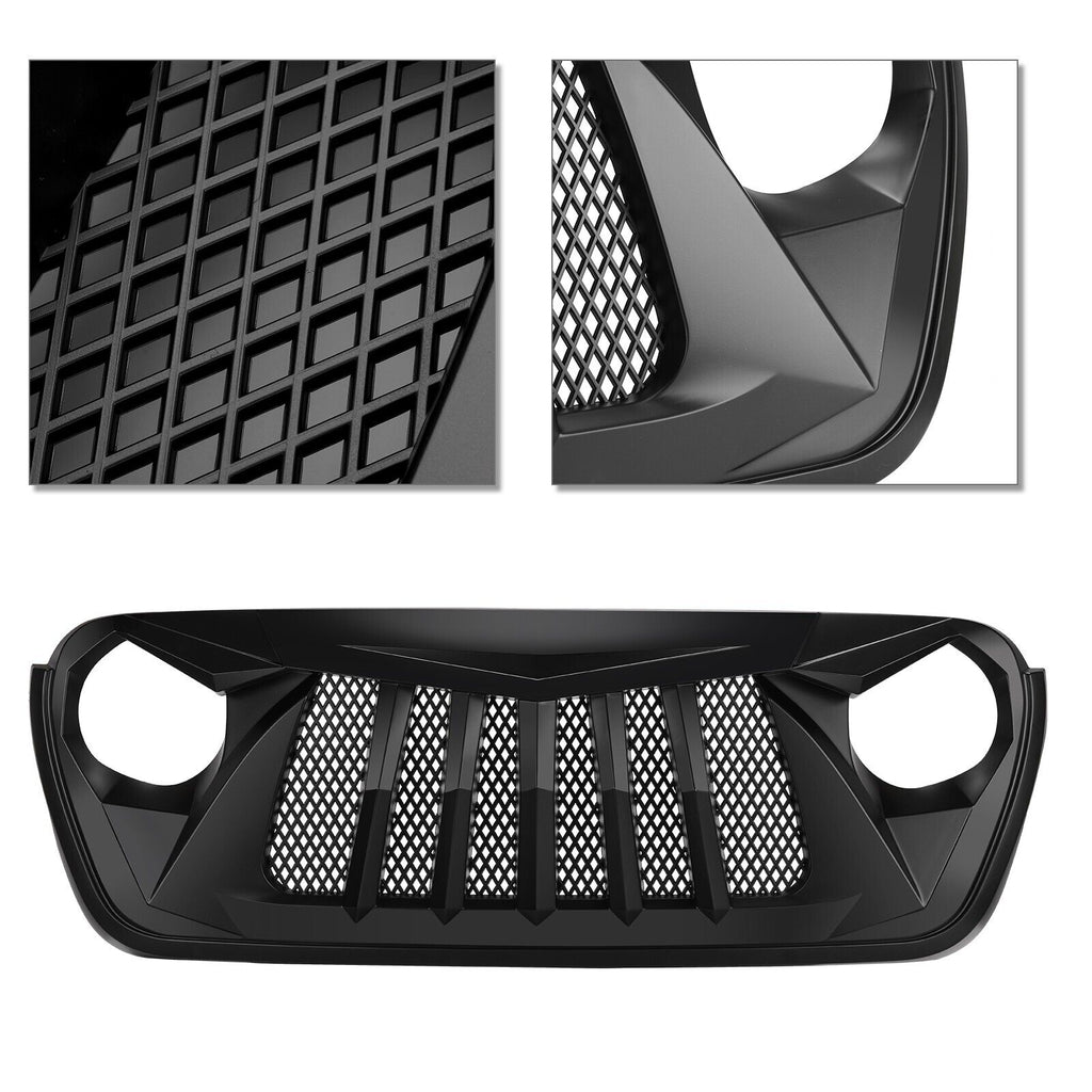 2018 - 2023 Jeep Wrangler JL JT Matte Black Front Bumper Shark Grille