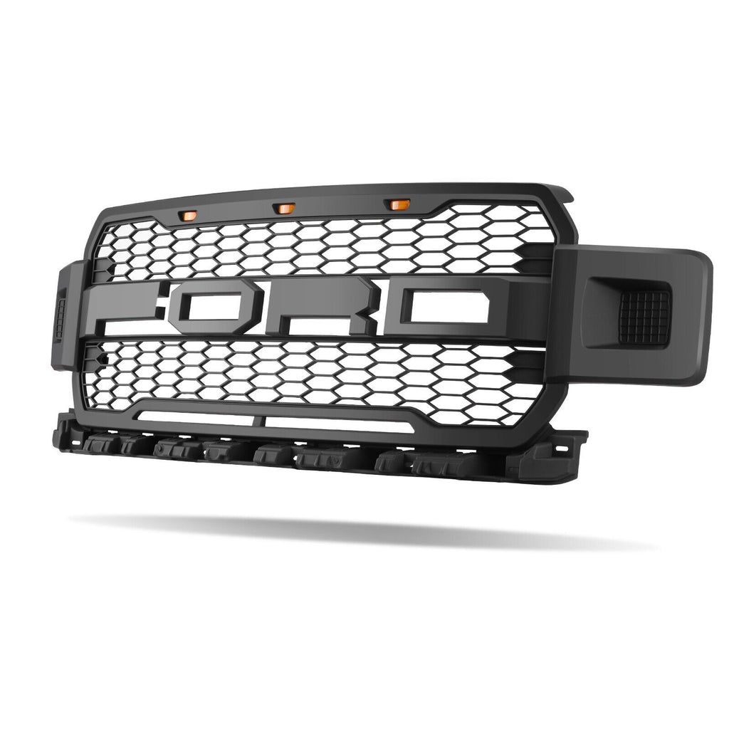 2018-2020 Ford F150 Grille Raptor Style Front Bumper Mess Grille W/LED Black
