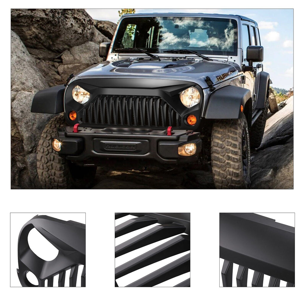 2007 - 2018 Jeep Wrangler JK Front Bumper Grille Grille Matte Black