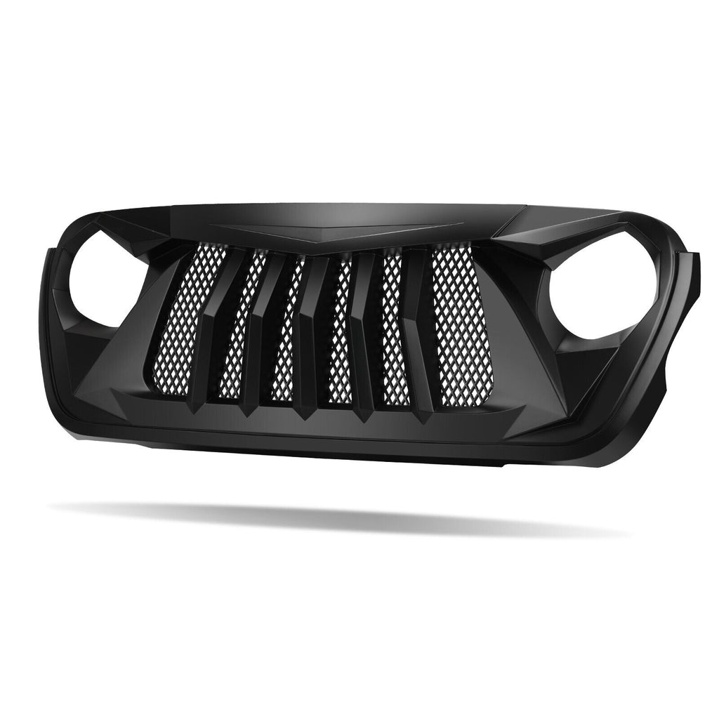 2018 - 2023 Jeep Wrangler JL JT Matte Black Front Bumper Shark Grille