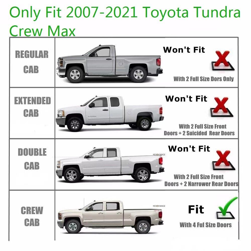 2007-2021 Toyota Tundra CrewMax Cab Step Bars Running Boards Side Steps Nerf Bar